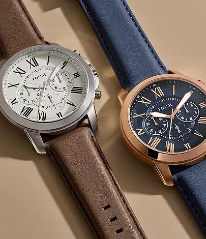 Reloj Fossil Grant de piel en color marrón con cronógrafo