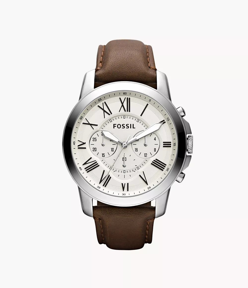 Reloj Fossil Grant de piel en color marrón con cronógrafo